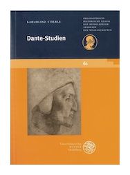 Buchcover oben blau mit weißem Titel: Dante-Studien, unten orange, Bleistiftzeichnung Profil eines Kopfes