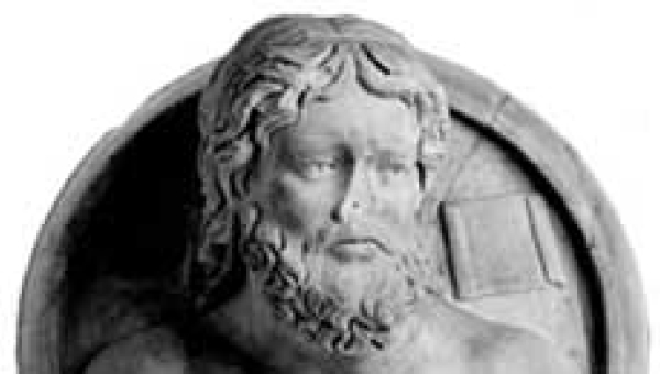 Hd Antike Marmortondo mit Bildnis eines Dichters oder Philosophen. Um 200 n. Chr. Antikenmuseum des Archäologischen Institut