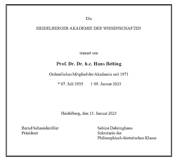Traueranzeige von Hans Belting