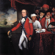 Das Gemälde zeigt William Kirkpatrick, Offizier der East India Company, in Uniform.  