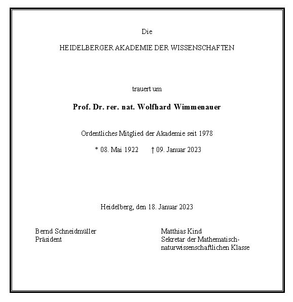 Traueranzeige von Wolfhard Wimmenauer