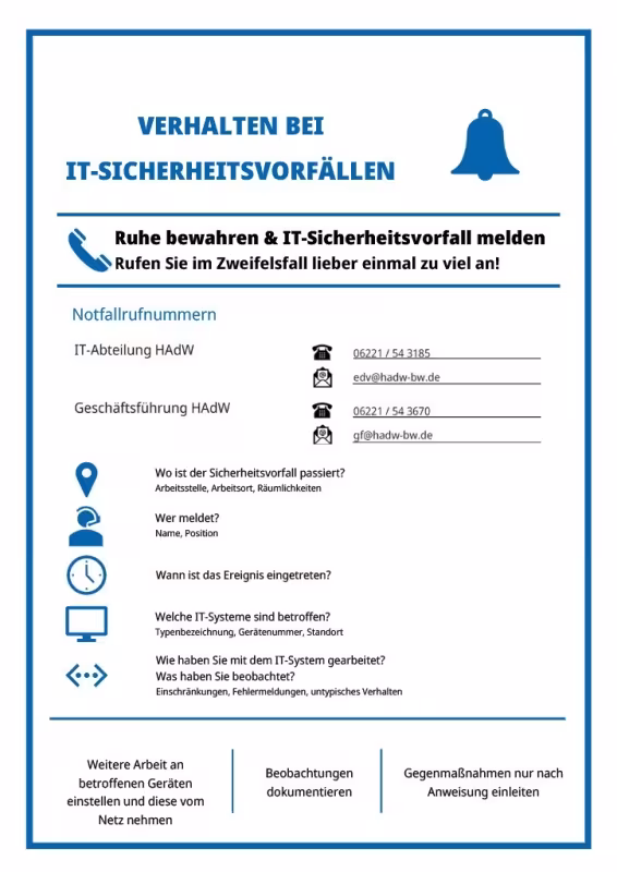 Verhalten bei IT-Sicherheitsvorfällen