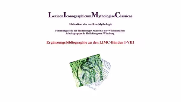 Lexicon Iconographicum Mythologiae Classicae: Ergänzungsbibliographie