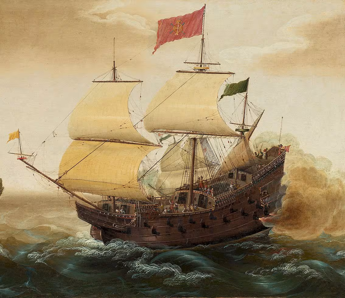 Gemälde einer spanischen Galeone um 1620
