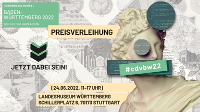 Plakat zur Preisverleihung Coding da Vinci am 24.6.2022 im Landesmueseum Württemberg