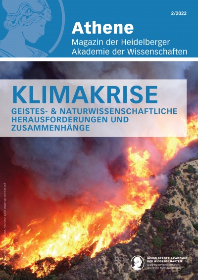 Cover von Athene-Magazin 2-2022 mit Foto von brennendem Berg in Kalifornien