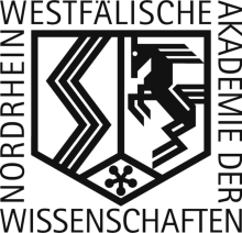 Stilisiertes Wappen von Nordrheinwestfalen mit der Schrift Nordrhein-Westfälische Akademie der Wissenschaften