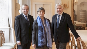 Vorstand im Januar 2023: Präsident Schneidmüller links, Sekretarin Dabringhaus in der Mitte und rechts Sekretar Kind