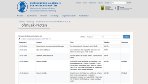Das Bild zeigt die Website zur Datenbank Hofmusik