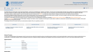 Das Bild zeigt die Website zur Datenbank Documenta Nepalica