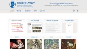 Das Bild zeigt die Website zur Datenbank des Theologenbriefwechsels