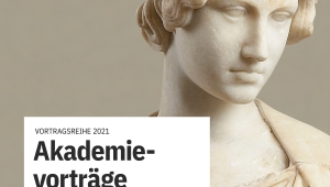 Das Plakat zu den Akademievorträgen 2021 zeigt eine Statue der Athene sowie das Logo der Württembergischen Landesbibliothek.