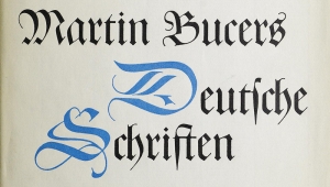 Das Bild zeigt den Schriftzug Martin Bucers Deutsche Schriften in Fraktur. 